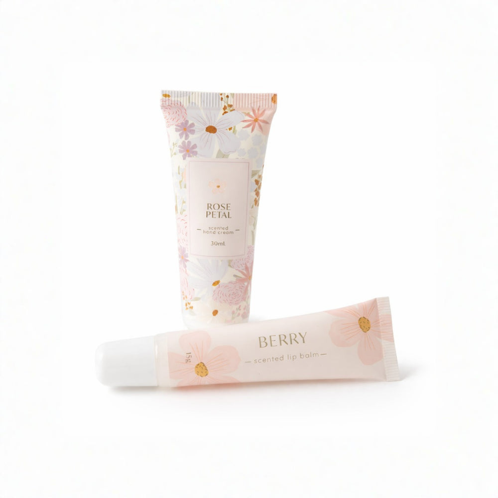 K&Co. Primrose Collection Hand Cream & Lip Balm Set Mini - PINK